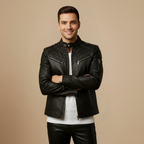 Slim Fit Biker Faux Leather Jacket voor Heren Jelle Jora Mode