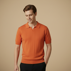 Heren gebreide slim fit polo met korte mouwen Jelle Jora Mode