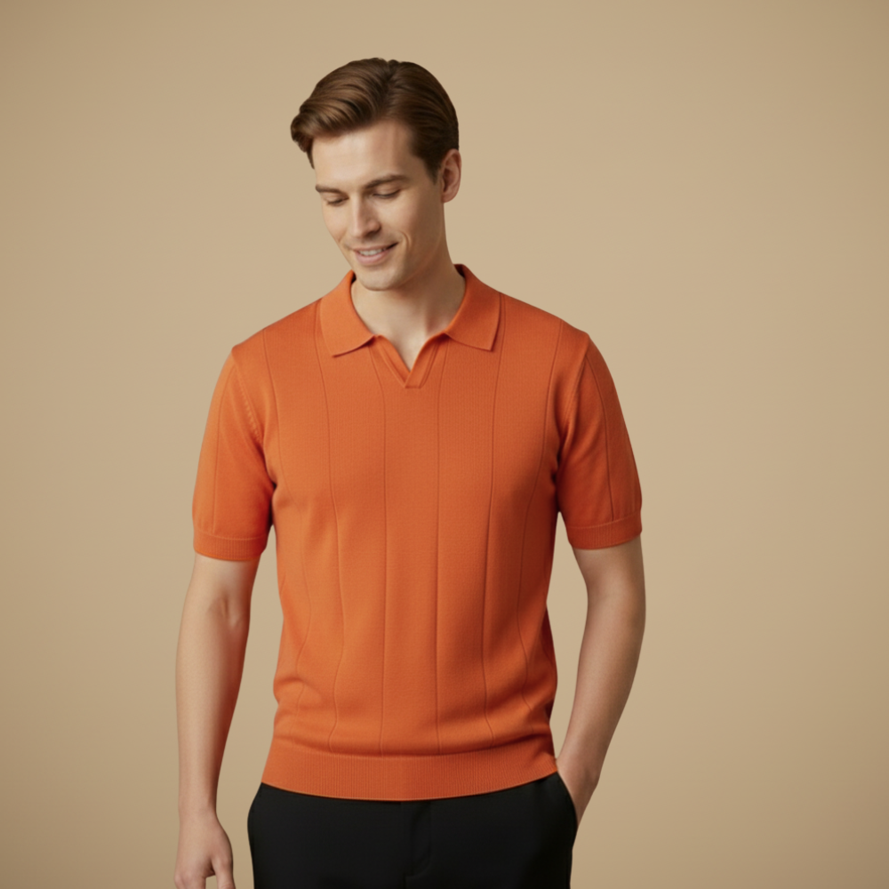 Heren gebreide slim fit polo met korte mouwen Jelle Jora Mode