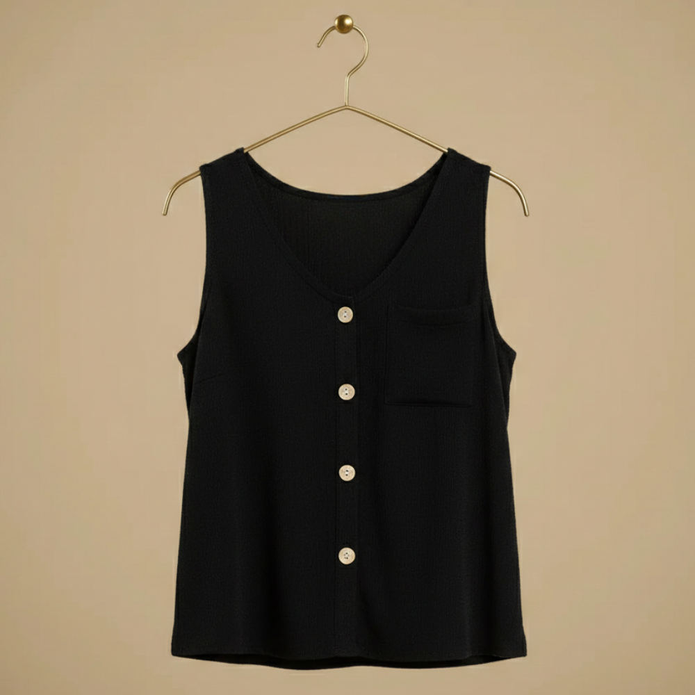 Mouwloze zomerse vesttop met knopen Jelle Jora Mode