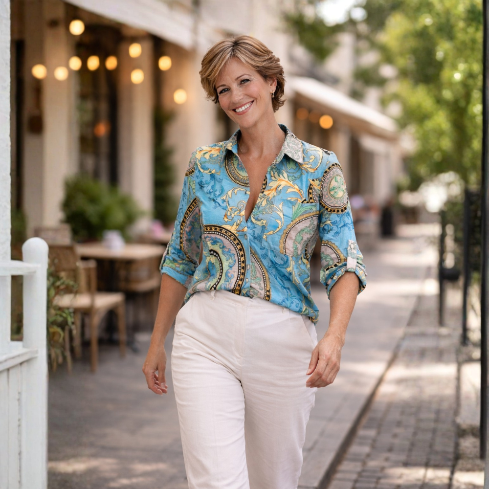 Damesblouse met lange mouwen en slank model Jelle Jora Mode