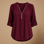 Dames blouse met V-hals en ritssluiting Jelle Jora Mode