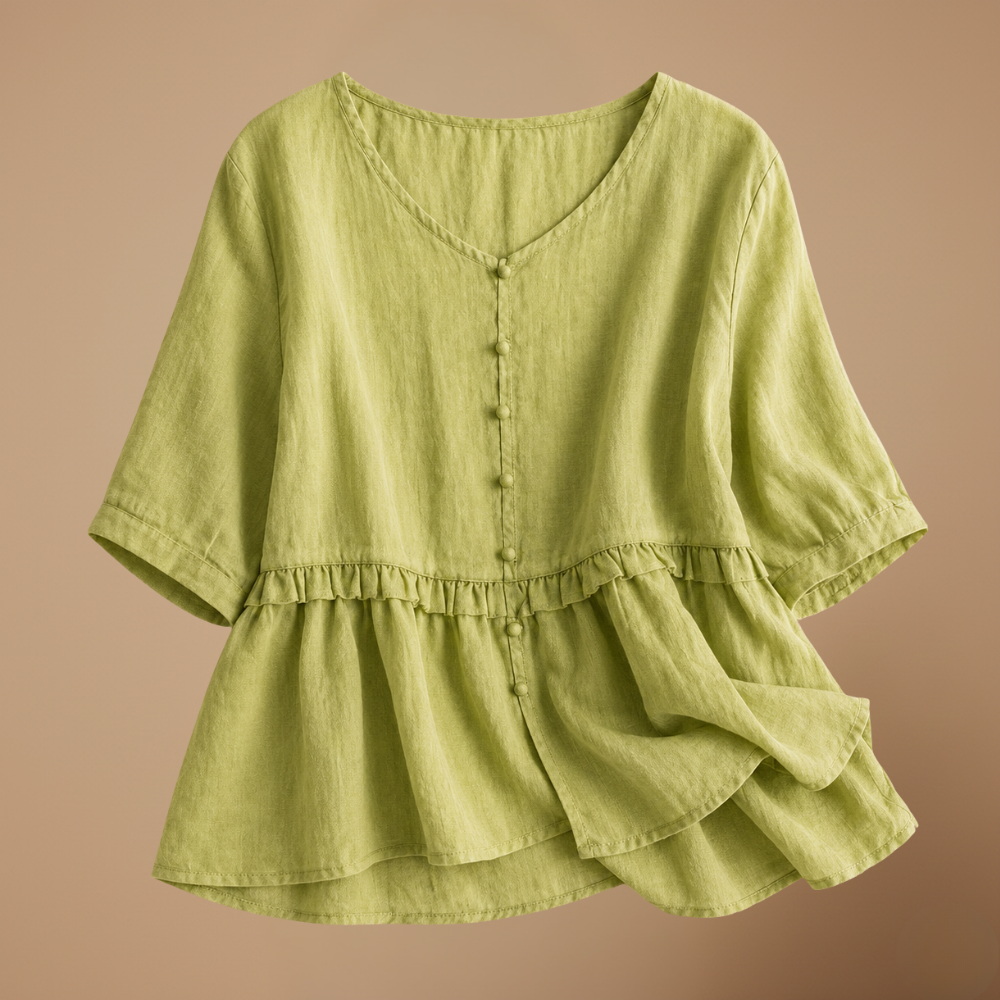 Damesblouse met losse pasvorm en driekwartmouwen Jelle Jora Mode