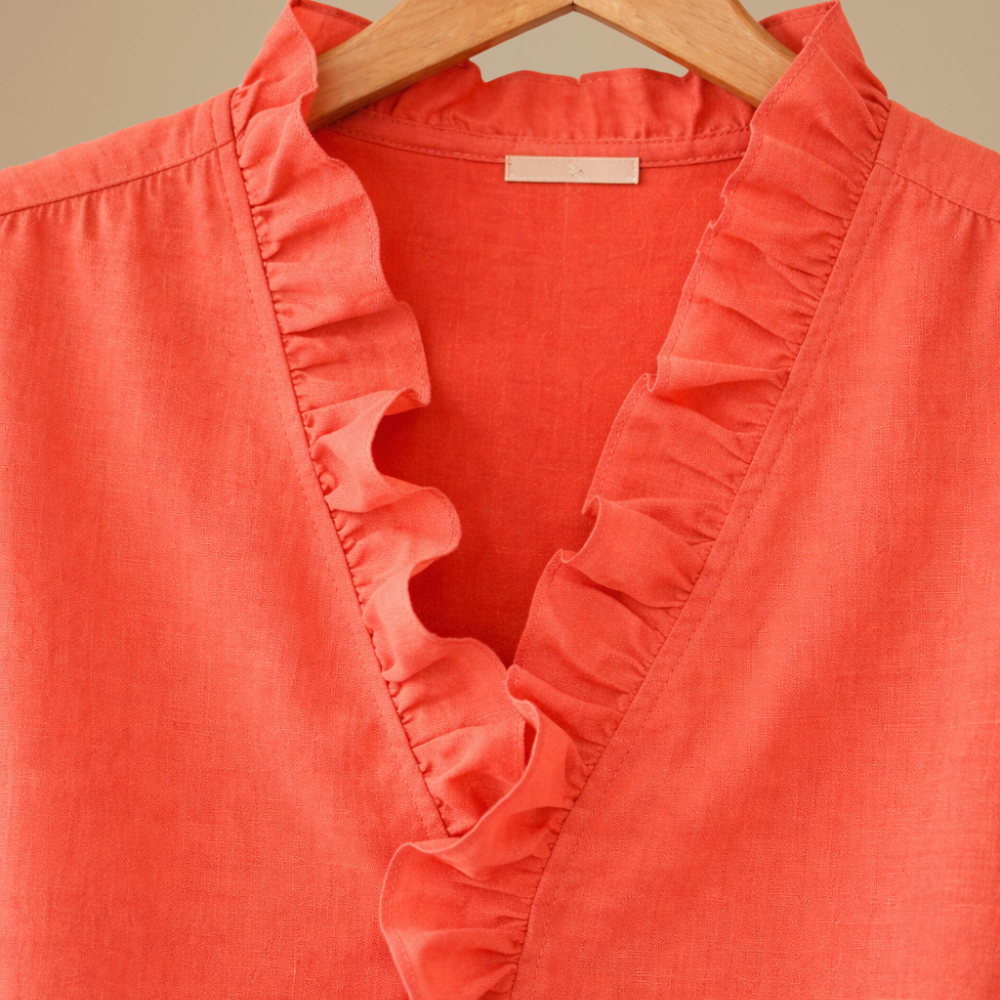 Dames rimpel v-hals blouse Jelle Jora Mode