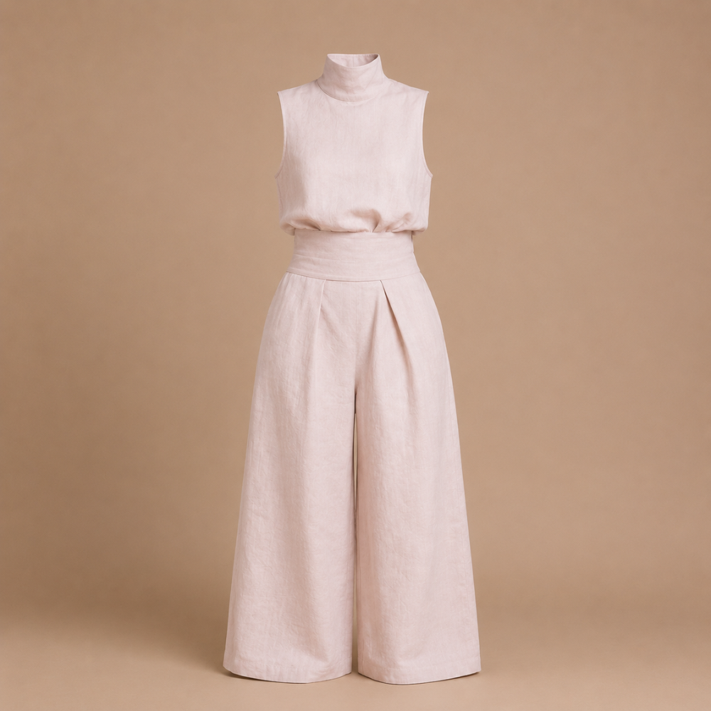 Dames elegante mouwloze set met coltrui en broek Jelle Jora Mode