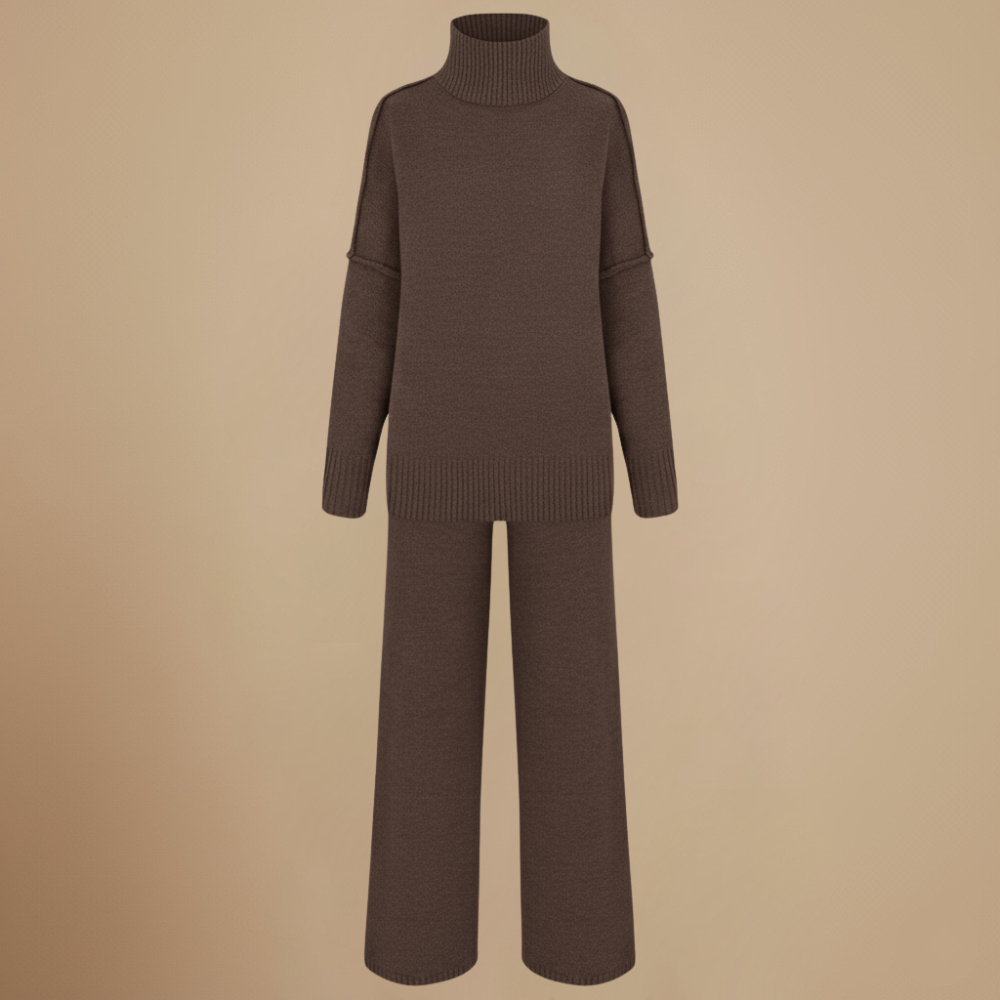Dikke gebreide broek met hoge kraag voor dames Jelle Jora Mode