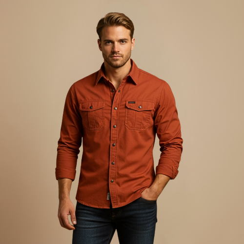 Casual Tactisch Cargoshirt met Lange Mouwen Jelle Jora Mode