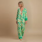 Dames zomer maxi-jurk met lange mouwen en print