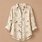 Dames casual blouse met lange mouwen patroon en knoopsluiting Jelle Jora Mode