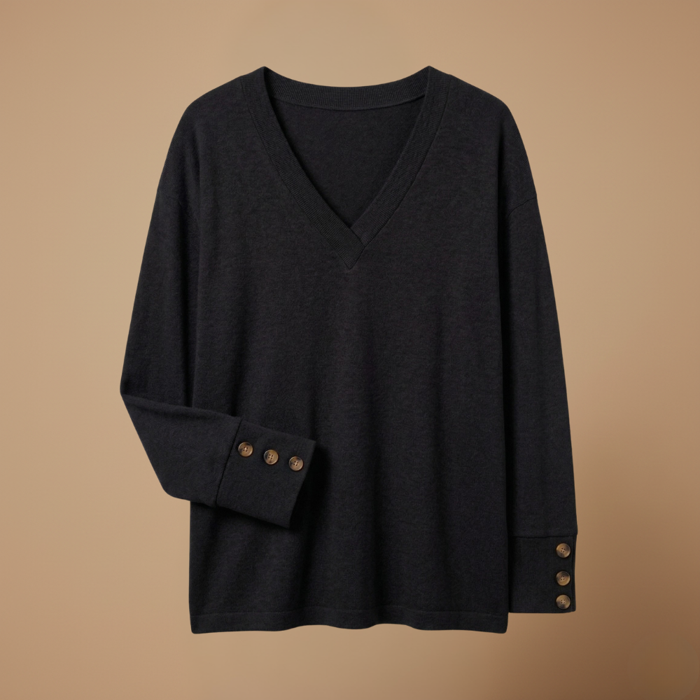 Damesblouse met ruime pasvorm v-hals en lange mouwen Jelle Jora Mode