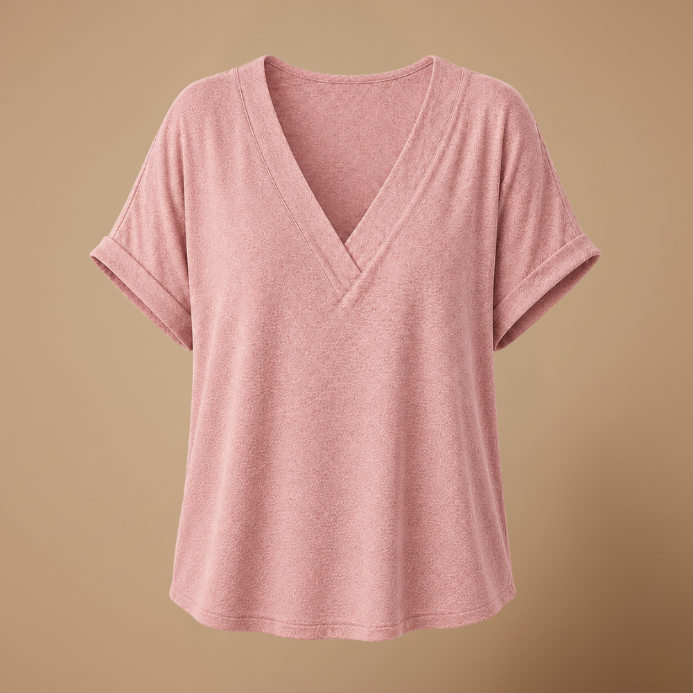 Damesblouse met losse pasvorm en V-hals Jelle Jora Mode