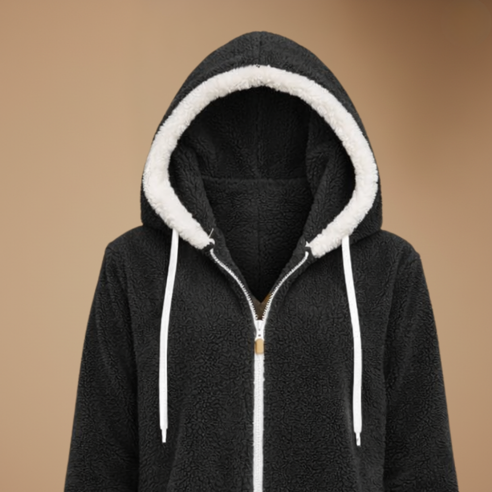 Losvallende fleece jas met capuchon voor dames Jelle Jora Mode