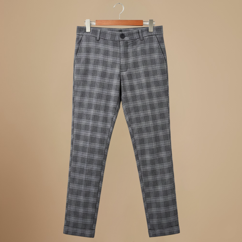 Casual geruite broek met rechte pijpen voor heren Jelle Jora Mode