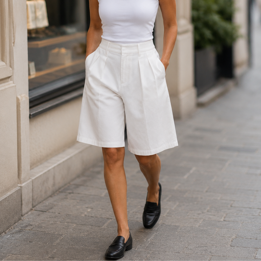 Dames geplooide bermuda-culotte Jelle Jora Mode
