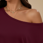 Dames effen off-shoulder losse top met lange mouwen Jelle Jora Mode