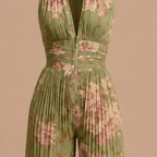 Dames jumpsuit met plooien V-hals en wijde pijpen Jelle Jora Mode