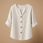 Damesblouse met V-hals en knopen aan de voorkant Jelle Jora Mode