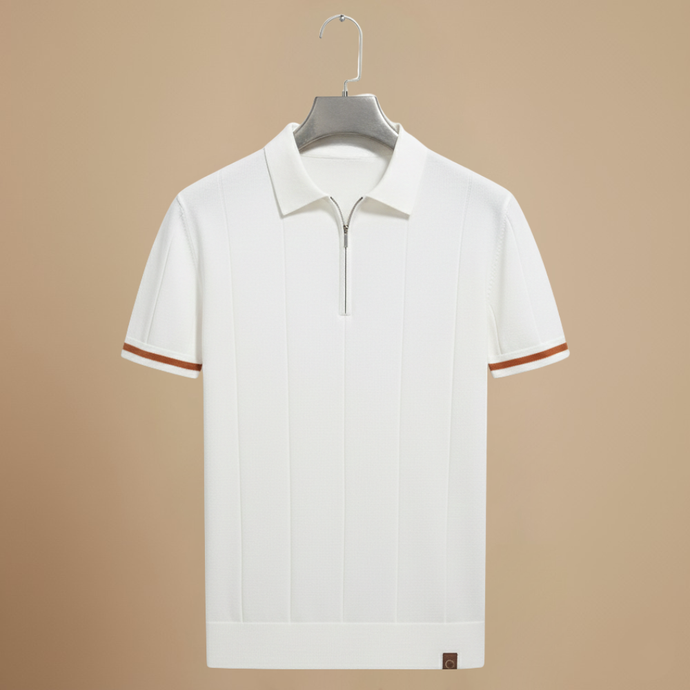 Heren polo met kwartritssluiting en slanke pasvorm Jelle Jora Mode