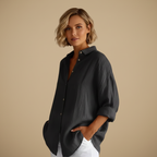 Casual overshirt met lange mouwen en effen kleur Jelle Jora Mode