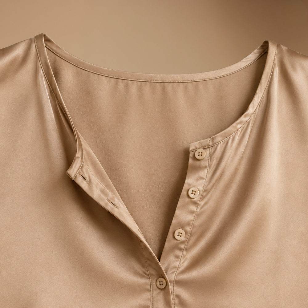Damesblouse met v-hals korte mouwen en knopen Jelle Jora Mode