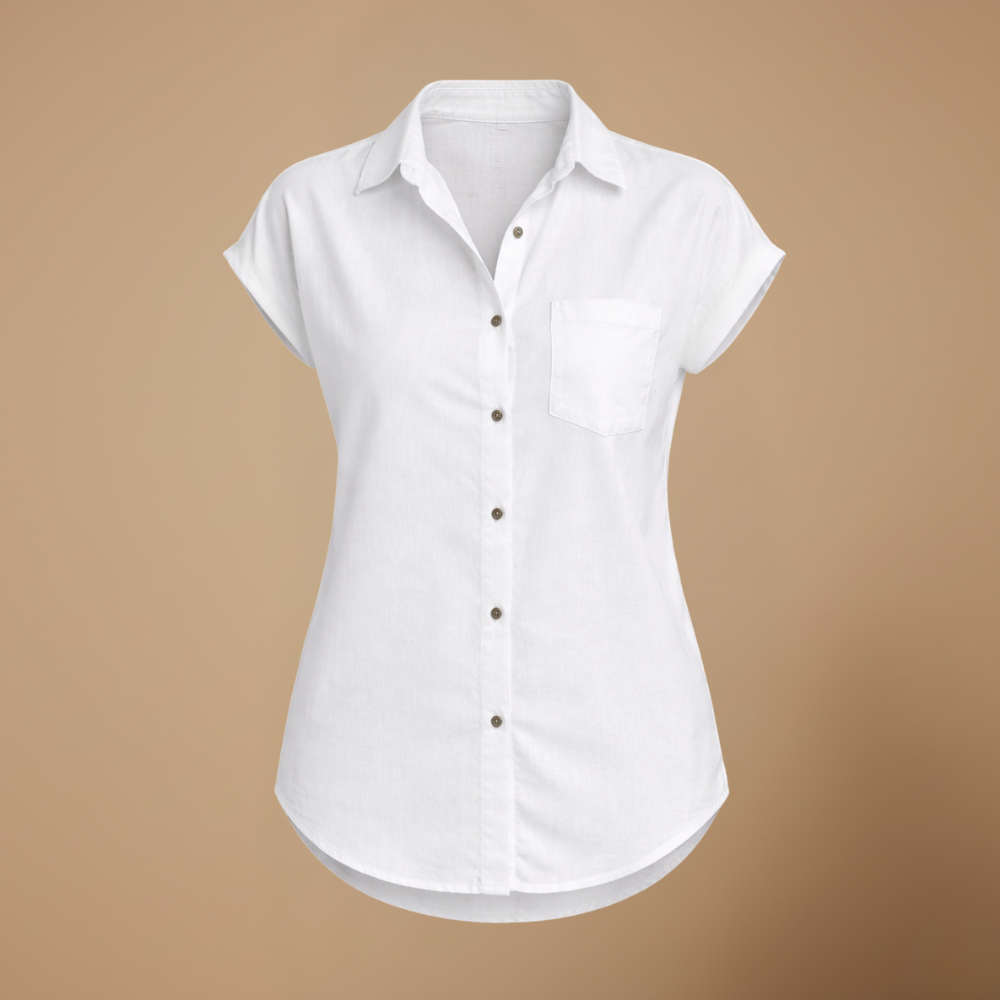 Vrouwenblouse met losse pasvorm mouwloos en met knopen Jelle Jora Mode