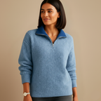 Slanke gebreide zip trui met staande kraag Jelle Jora Mode