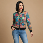 Casual bomberjack met bloemen print Jelle Jora Mode