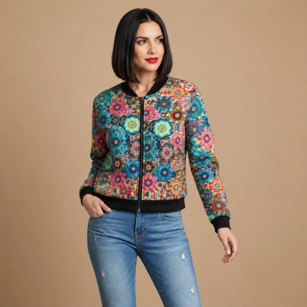 Casual bomberjack met bloemen print Jelle Jora Mode