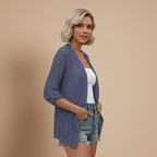 Losvallend opengewerkt vest met korte mouwen voor dames Jelle Jora Mode