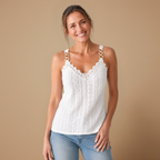 Damesblouse met spaghettibandjes en kanten rand Jelle Jora Mode