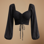 Dames getailleerde blouse met hartvormige halslijn en lange mouwen Jelle Jora Mode