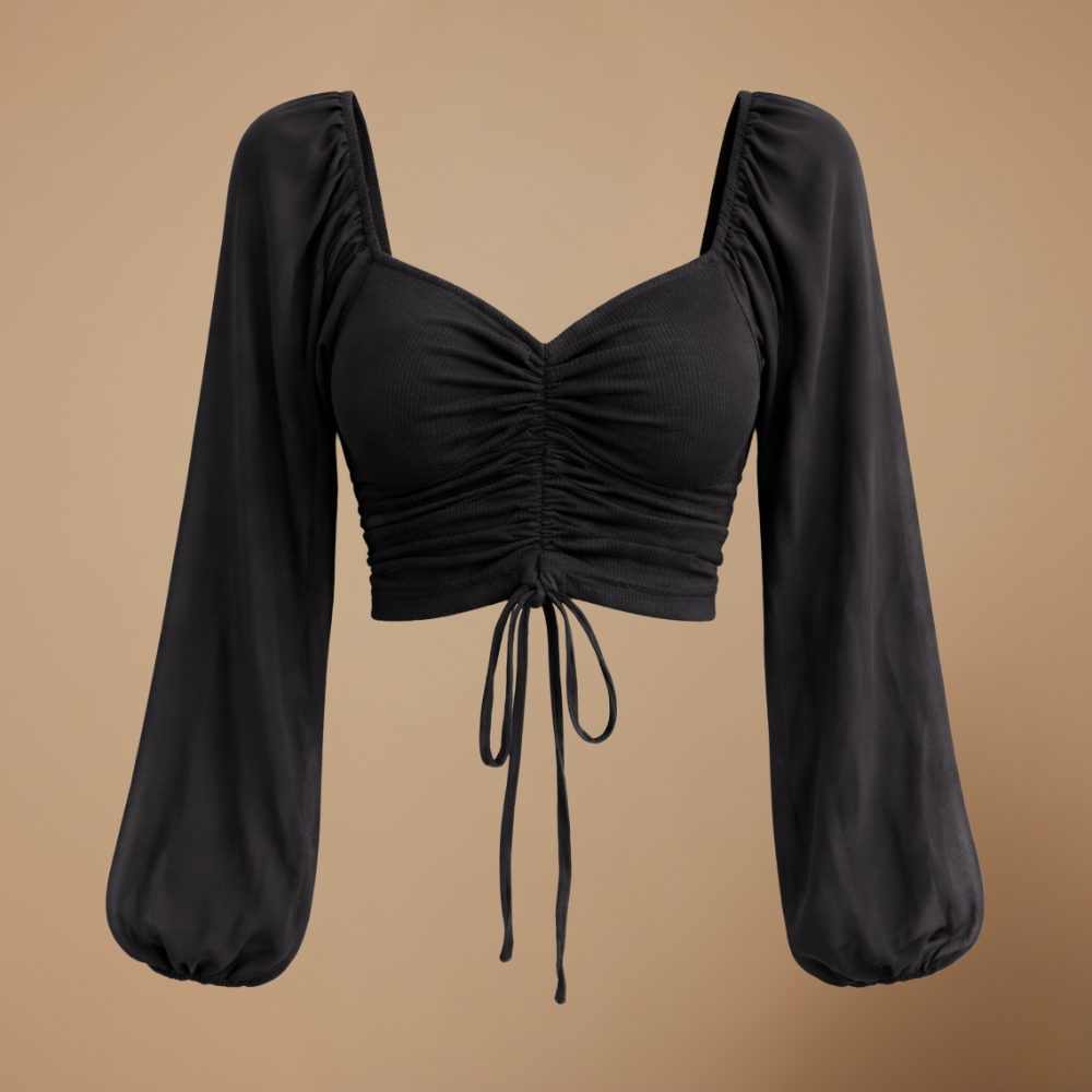 Dames getailleerde blouse met hartvormige halslijn en lange mouwen Jelle Jora Mode