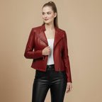 Dames Cropped Leren Look Jas Jelle Jora Mode