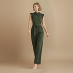 Dames elegante jumpsuit met taille riem en mouwloos ontwerp Jelle Jora Mode
