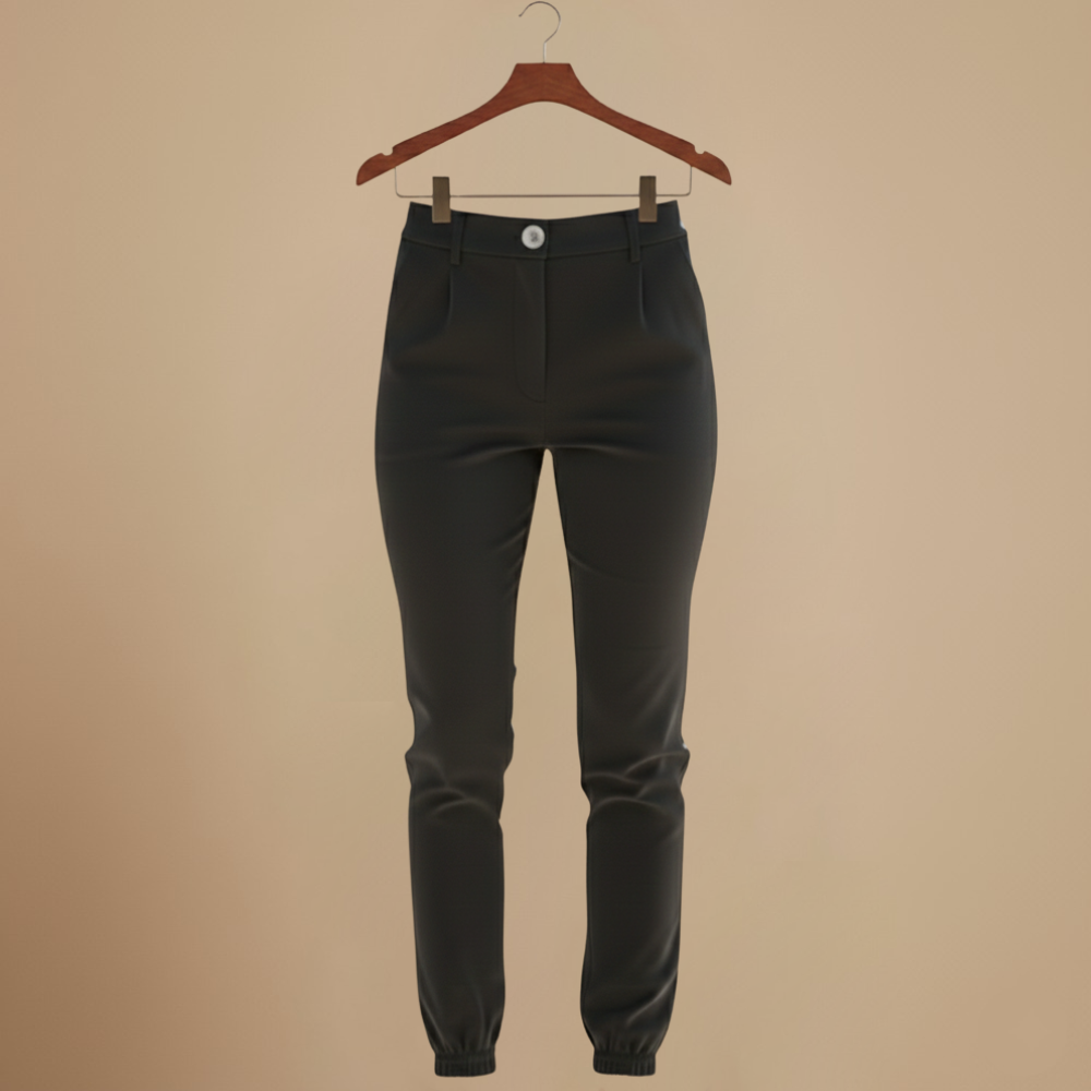 Slim fit joggingbroek met hoge taille en omslag voor dames Jelle Jora Mode