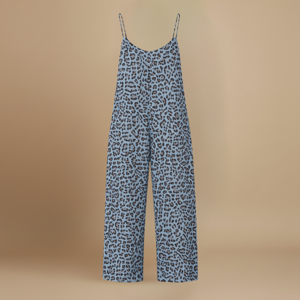 Dames casual jumpsuit met luipaardprint en wijde pijpen Jelle Jora Mode