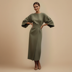 Elegante Effen Jurk met Vleermuismouwen Jelle Jora Mode