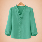 Dames rimpel v-hals blouse Jelle Jora Mode
