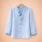 Dames rimpel v-hals blouse Jelle Jora Mode