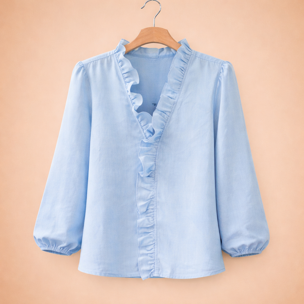 Dames rimpel v-hals blouse Jelle Jora Mode