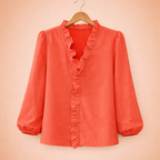 Dames rimpel v-hals blouse Jelle Jora Mode