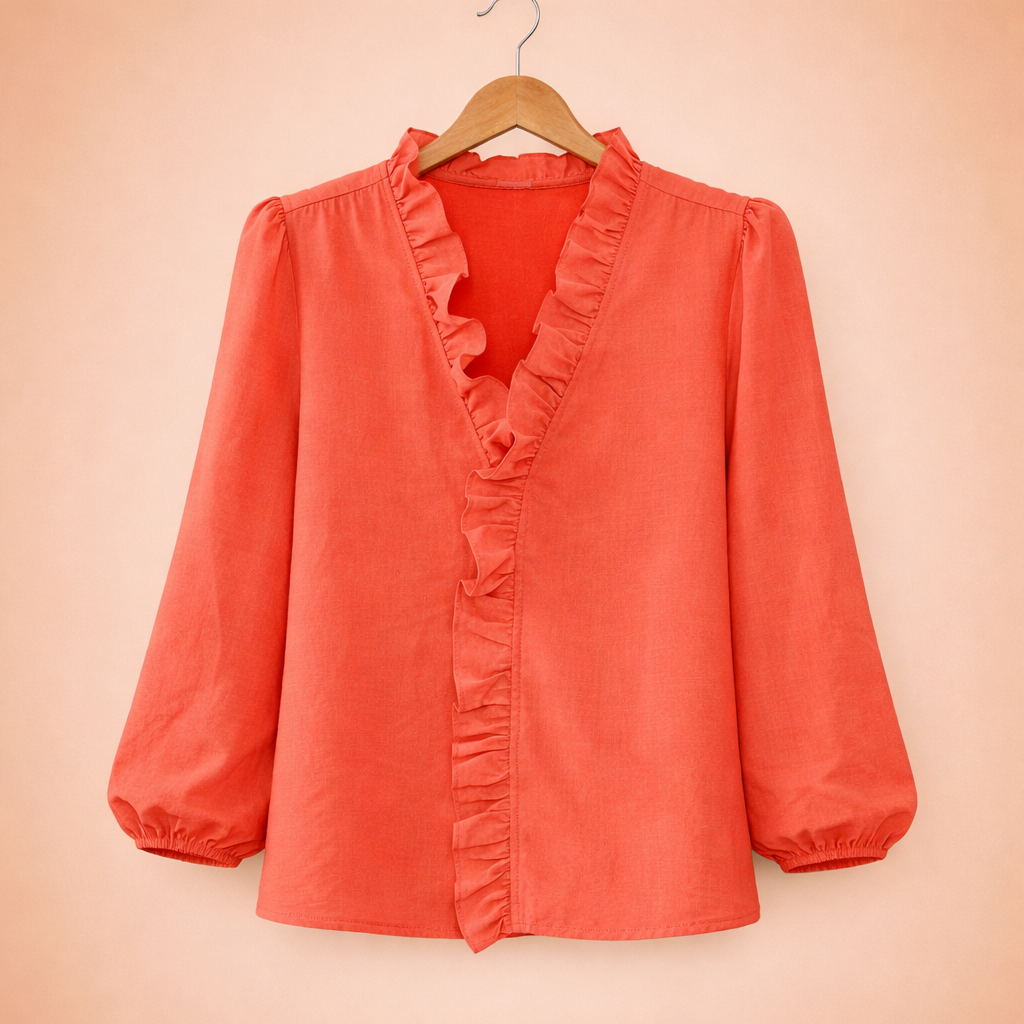 Dames rimpel v-hals blouse Jelle Jora Mode