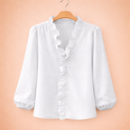 Dames rimpel v-hals blouse Jelle Jora Mode