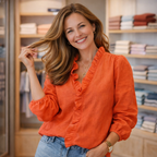 Dames rimpel v-hals blouse Jelle Jora Mode