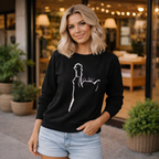 Sweatshirt met ronde hals en witte kattenprint Jelle Jora Mode