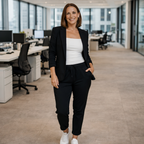 Effen kleurige kantoorpak blazer en joggingbroek set Jelle Jora Mode