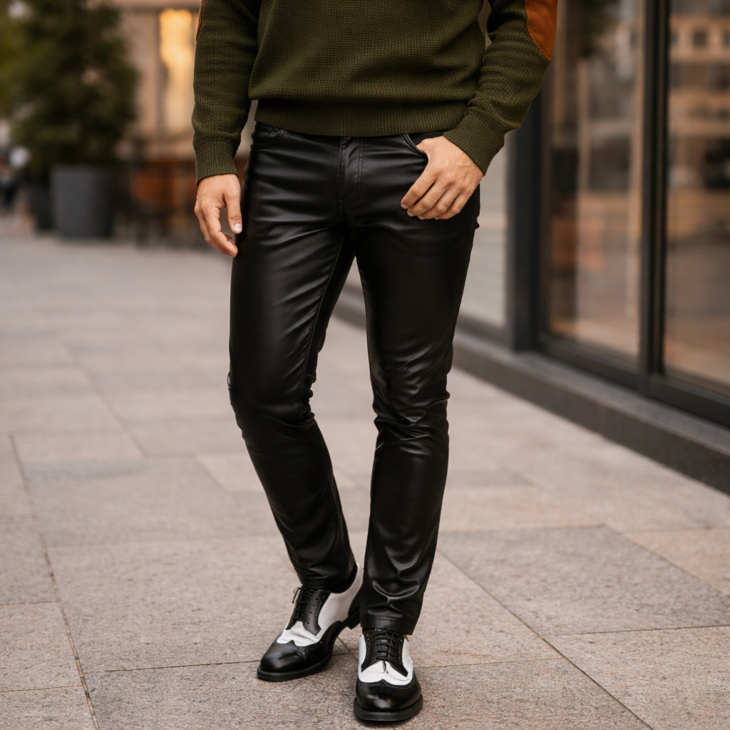 Stoere leren broek voor heren Jelle Jora Mode