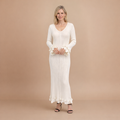 Dames elegante maxi zomerjurk met lange mouwen en ribstof Jelle Jora Mode