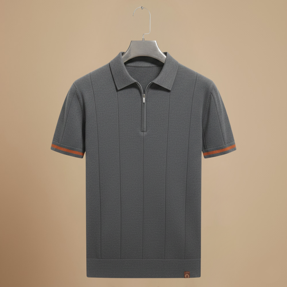 Heren polo met kwartritssluiting en slanke pasvorm Jelle Jora Mode