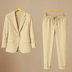 Effen kleurige kantoorpak blazer en joggingbroek set Jelle Jora Mode